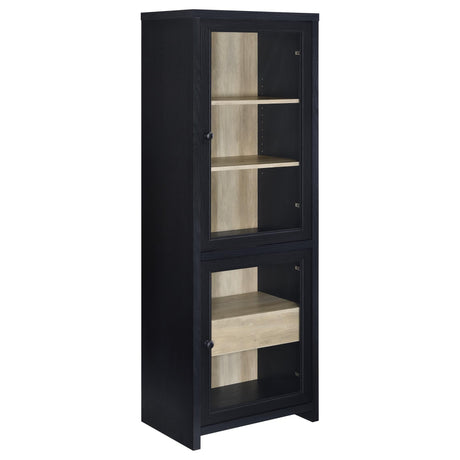 Denison 67-inch 2-door media tower storage cabinet black front angle