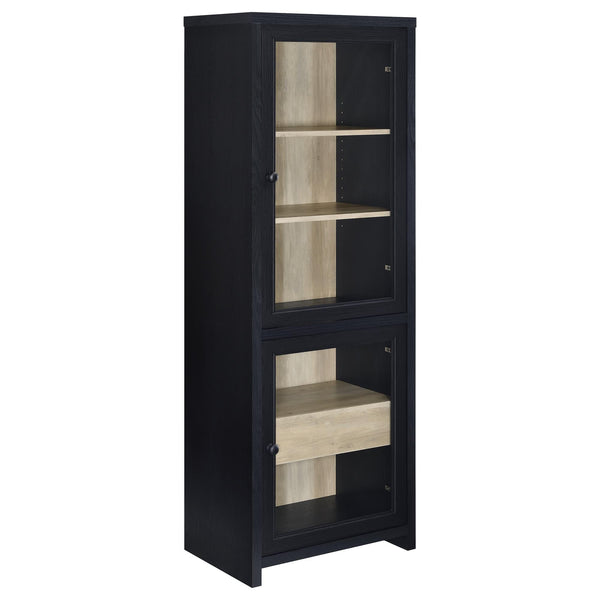 Denison 67-inch 2-door media tower storage cabinet black front angle