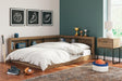 Deanlow Honey Full Bookcase Storage Bed angled view