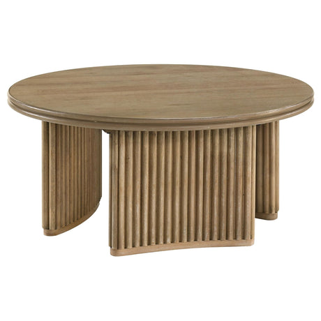 Adina 36-inch round wood coffee table top view