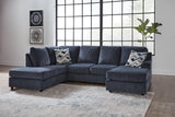 Albar Place Cobalt 2-Piece sectional sofa front view in cobalt fabric