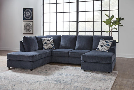 Albar Place Cobalt 2-Piece sectional sofa front view in cobalt fabric