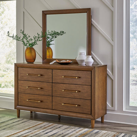 Lyncott Brown Dresser and Mirror frontal view