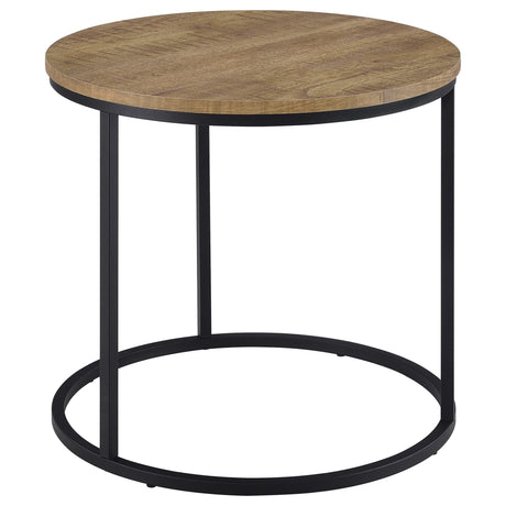 Lainey round occasional side table mango finish front view