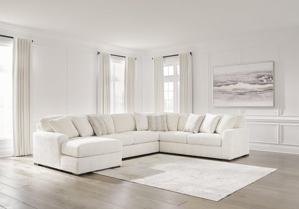 Front view of Chessington Ivory 4-Piece Sectional Sofa with Chaise