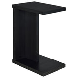 Clower black engineered wood C-shaped sofa side table front angle