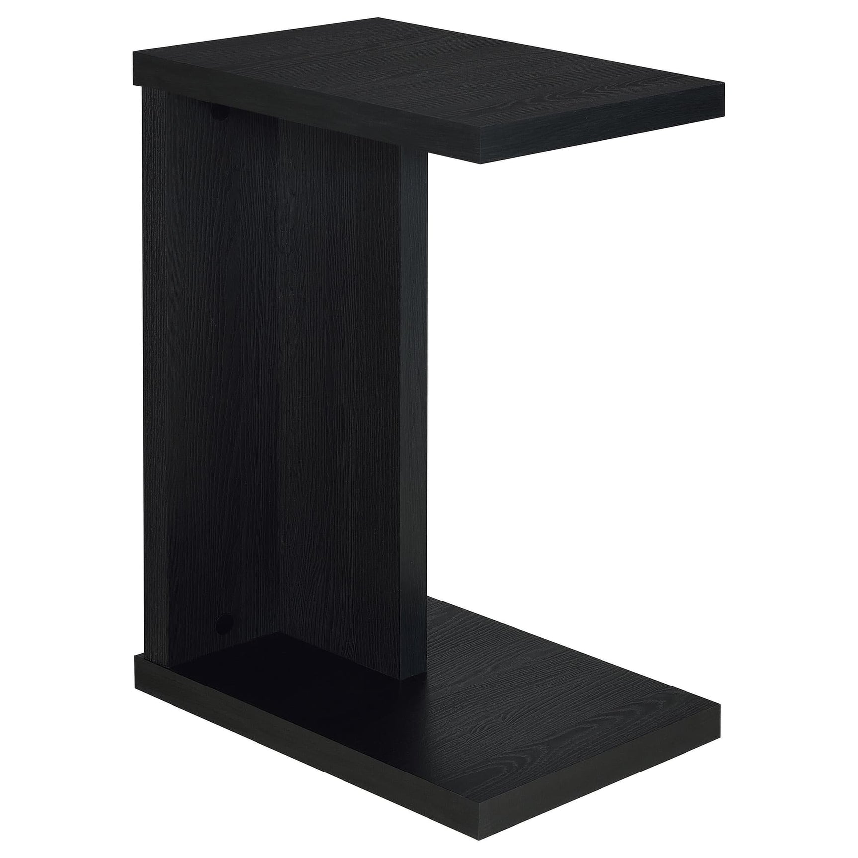 Clower black engineered wood C-shaped sofa side table front angle