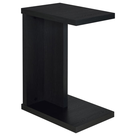 Clower black engineered wood C-shaped sofa side table front angle