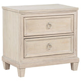 Pembroke 2-drawer nightstand in washed oak, front angle
