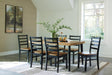 Blondon brown and black rectangular dining table with chevron inlay top