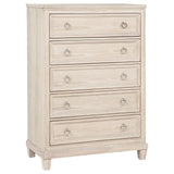 Pembroke 5-drawer chest of drawers with washed oak finish, front angle