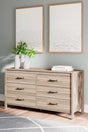 Battelle Tan Dresser front view with chevron drawer pattern