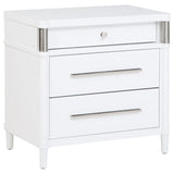 Gracemont white 3-drawer bedroom nightstand front view