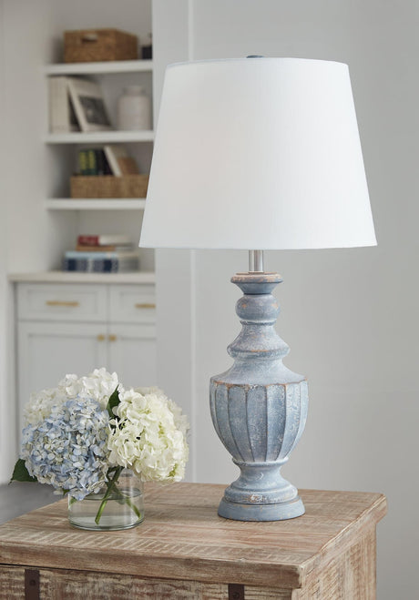 Cylerick Antique Blue Terra Cotta Table Lamp front view