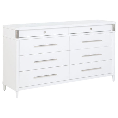 Gracemont white 8-drawer bedroom dresser, front view