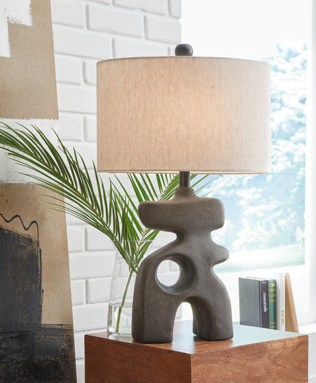 Danacy Distressed Black Table Lamp front view