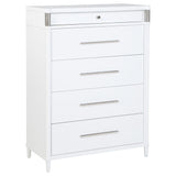 Gracemont 5-drawer white bedroom chest, front angle