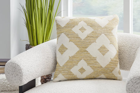 Brockner Next-Gen Nuvella brown yellow geometric pillow set of 4 front angle