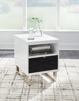 Gardoni White and Black Chairside End Table front angle