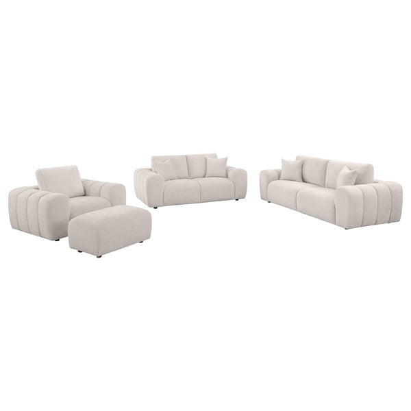 burnett 4-piece chenille upholstered sofa set ivory main view