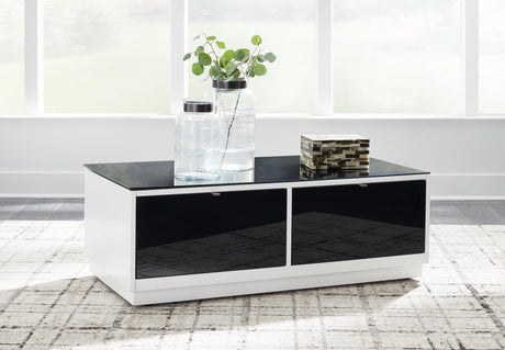 Gardoni white and black coffee table angled view
