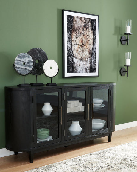 Rowanbeck Black Dining Server angled front view