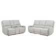 Sylmar 2-piece chenille power reclining sofa set in dove grey, front angle view