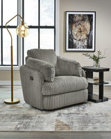 Tie-breaker Fog Velvet Swivel Glider Recliner main front view