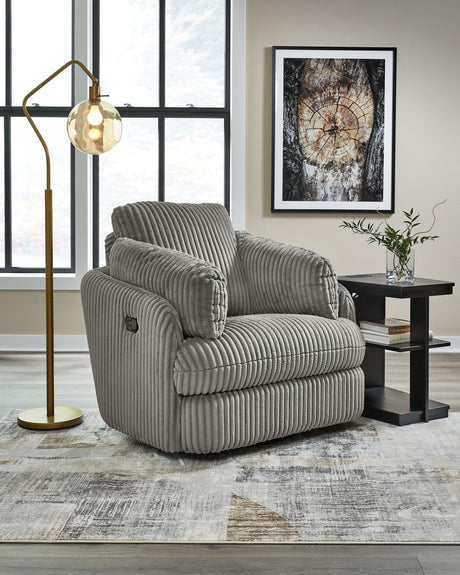 Tie-breaker Fog Velvet Swivel Glider Recliner main front view