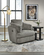 Tie-breaker Fog Velvet Swivel Glider Recliner main front view