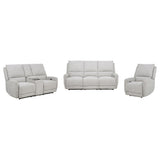 Sylmar 3-piece dove grey chenille power reclining sofa set front view