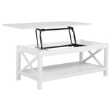 Skyview 44-inch white rectangular lift-top coffee table front view