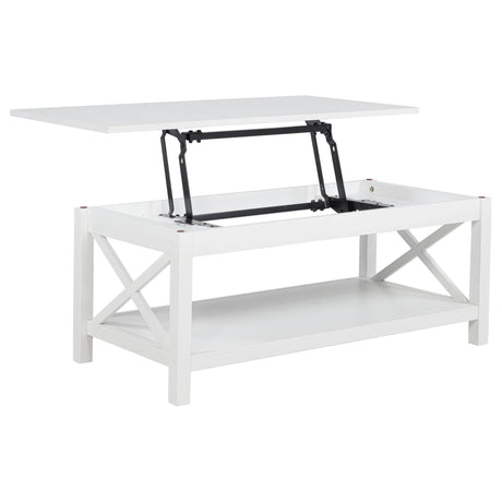 Skyview 44-inch white rectangular lift-top coffee table front view