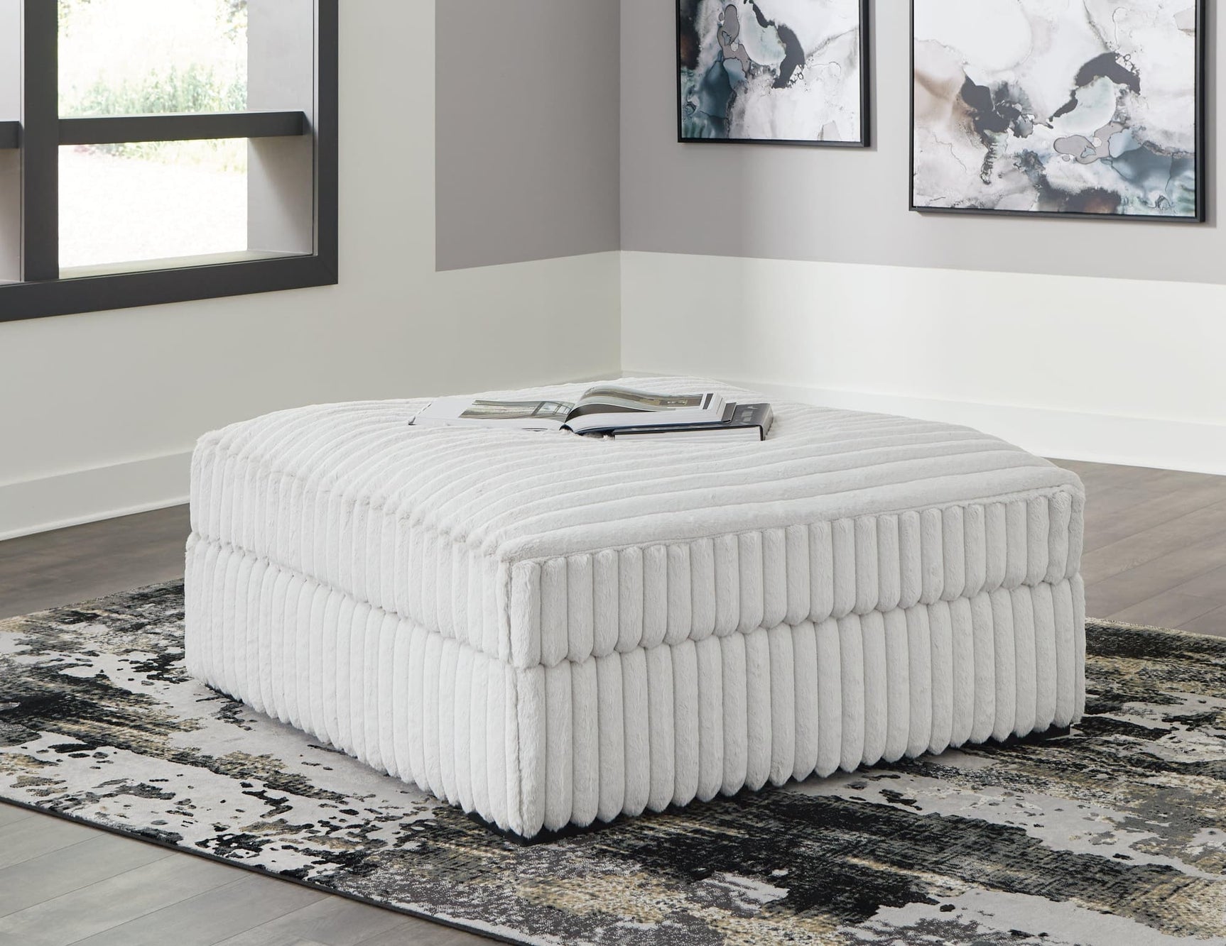 Stupendous Alloy Velvet Oversized Accent Ottoman front angle