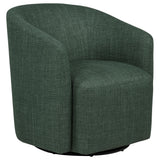 Mossbrook green fabric swivel accent chair front view