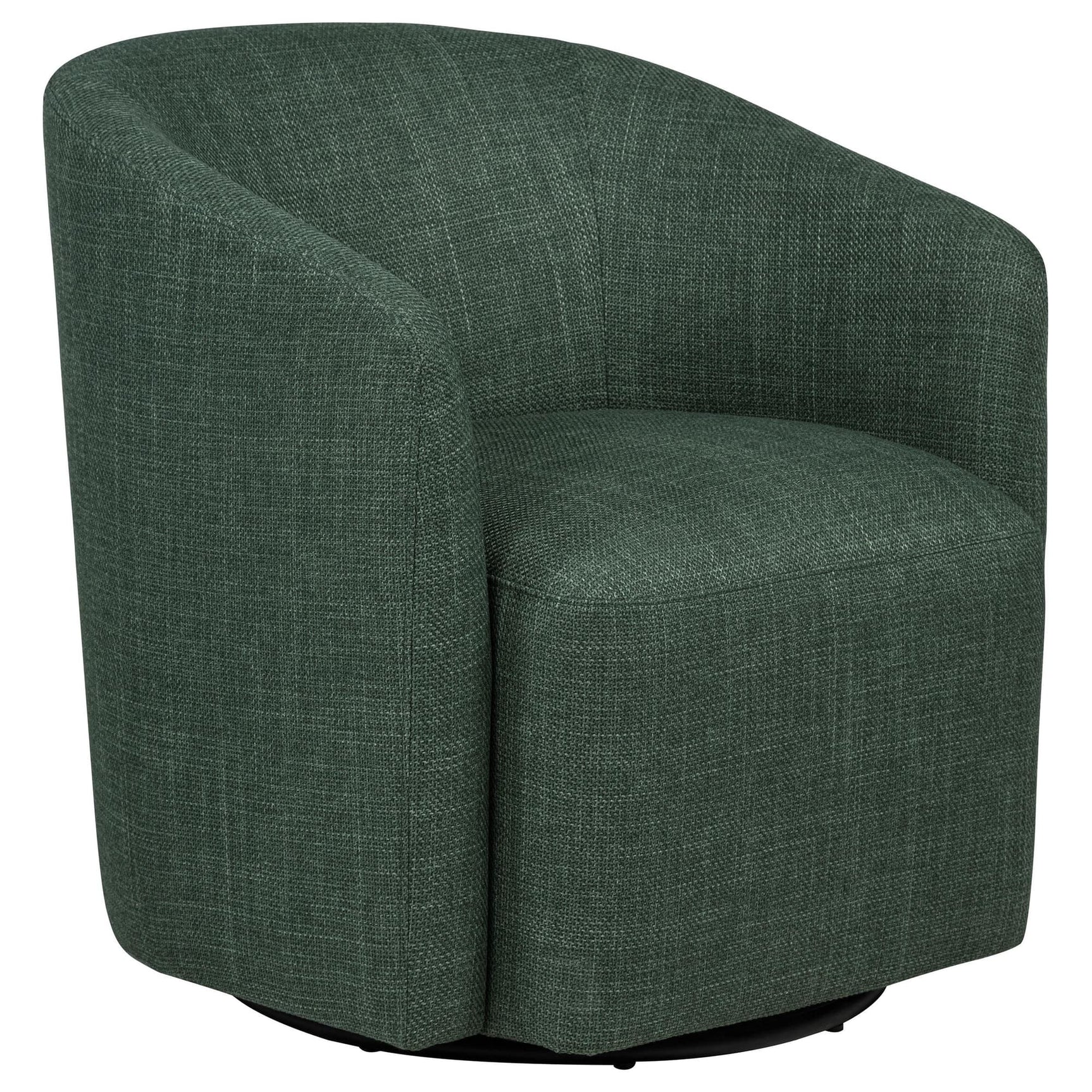 Mossbrook green fabric swivel accent chair front view