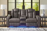 Fyne-Dyme Shadow Faux Leather Power Reclining Loveseat with Console front view