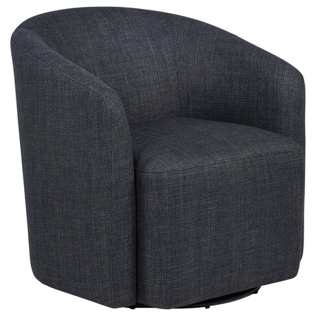 Mossbrook Swivel Accent Chair in anthracite fabric angled view