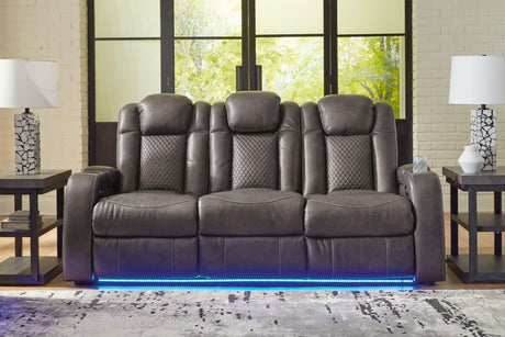 Fyne-Dyme Shadow Faux Leather Power Reclining Sofa, front angle