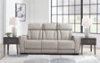 Boyington gray leather power reclining sofa front angle