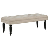 Marsha 52-inch Upholstered Entryway Accent Bench in latte fabric, front view
