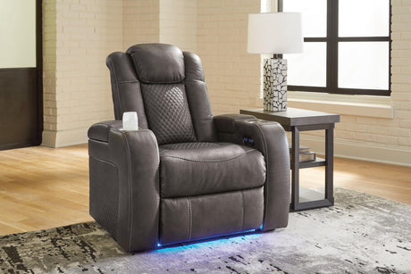 Fyne-Dyme Shadow Faux Leather Power Recliner front view