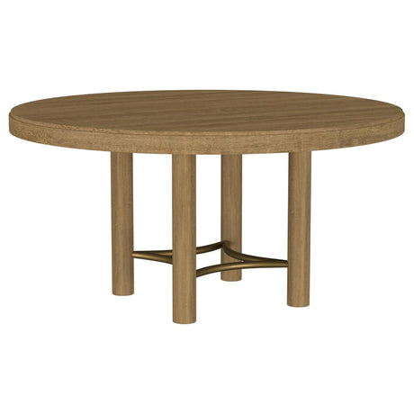 Arini 60-inch Round Wood Dining Room Table Sand Wash front view