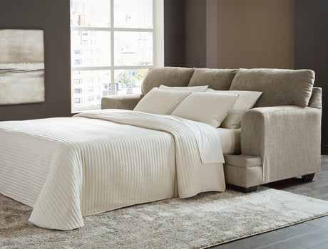 Stonemeade Taupe Chenille Queen Sofa Sleeper front angle view