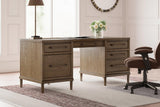 Roanhowe 68 inch brown oak home office desk front view