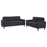 Bowen II steel grey 2-piece sofa and loveseat set main front view