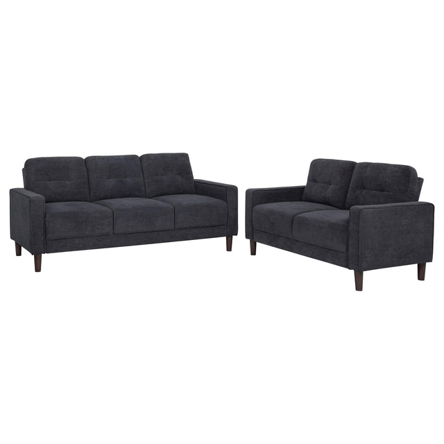 Bowen II steel grey 2-piece sofa and loveseat set main front view