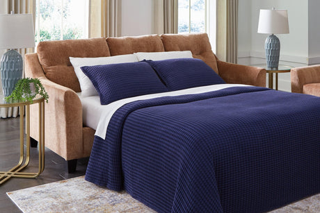 Amity Bay Clay Chenille Queen Sofa Chaise Sleeper front angle showing chaise