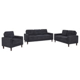 Bowen II 3-piece Upholstered Track Arm Sofa Set steel grey front view
