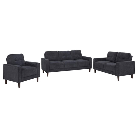 Bowen II 3-piece Upholstered Track Arm Sofa Set steel grey front view